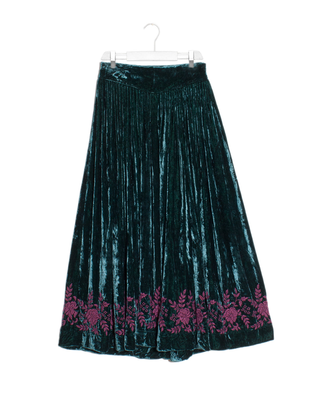 Indian silk velvet embroidered skirt